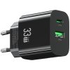 USAMS Ładowarka sieciowa T65 33W Fast Charging 1xUSB-C 1xUSB-A czarna